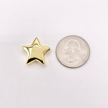 Cargar imagen en el visor de la galería, 20mm ONE SIDED Plain Puffy Star Slider Charms in 18K Gold plated Copper 10 PCS

