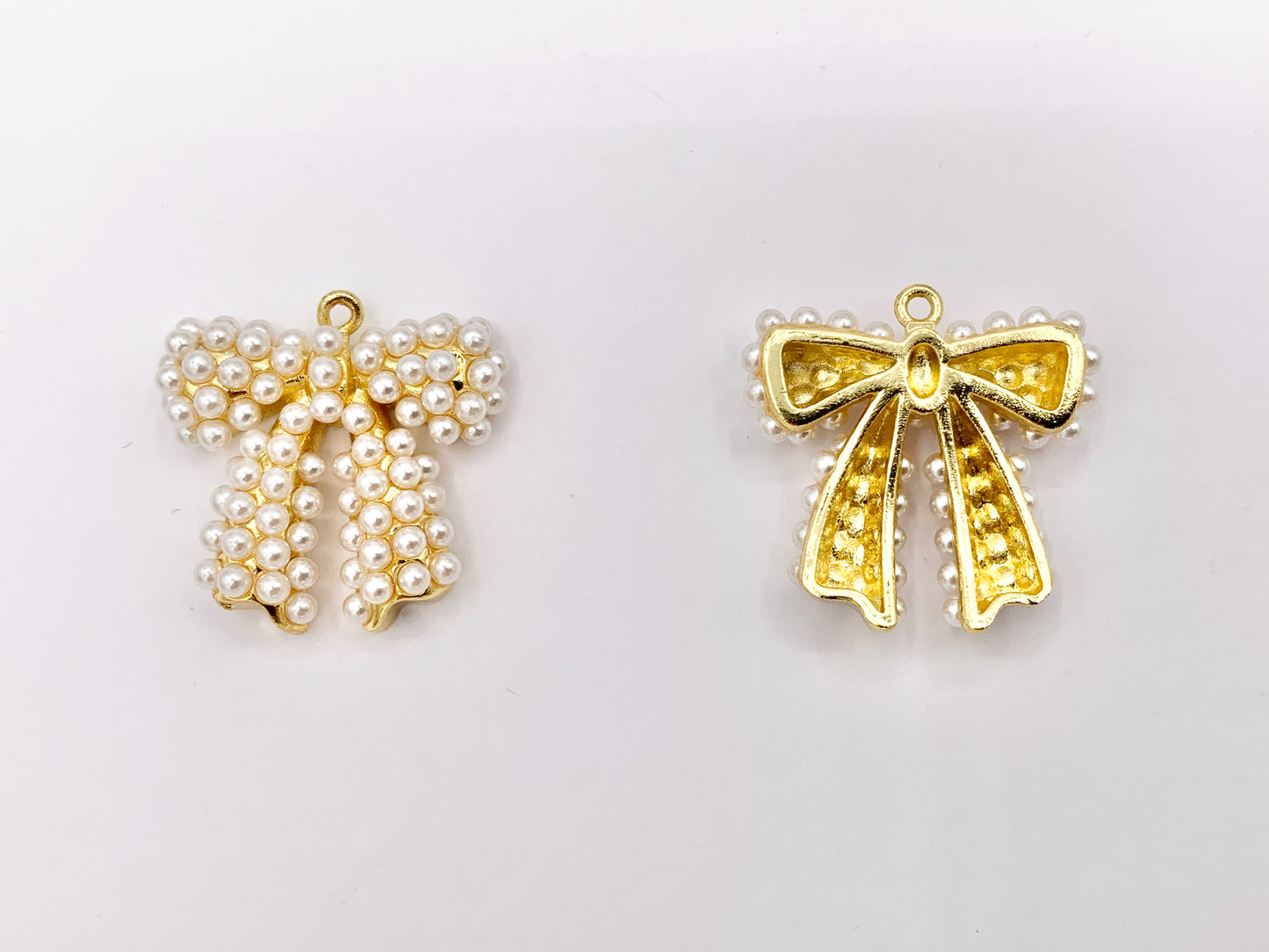 Cute Pearl Beaded Bowtie Pendant in 18K Gold/Silver Plated Over Copper 6 PCS