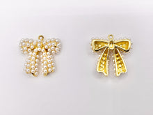 Cargar imagen en el visor de la galería, Cute Pearl Beaded Bowtie Pendant in 18K Gold/Silver Plated Over Copper 6 PCS
