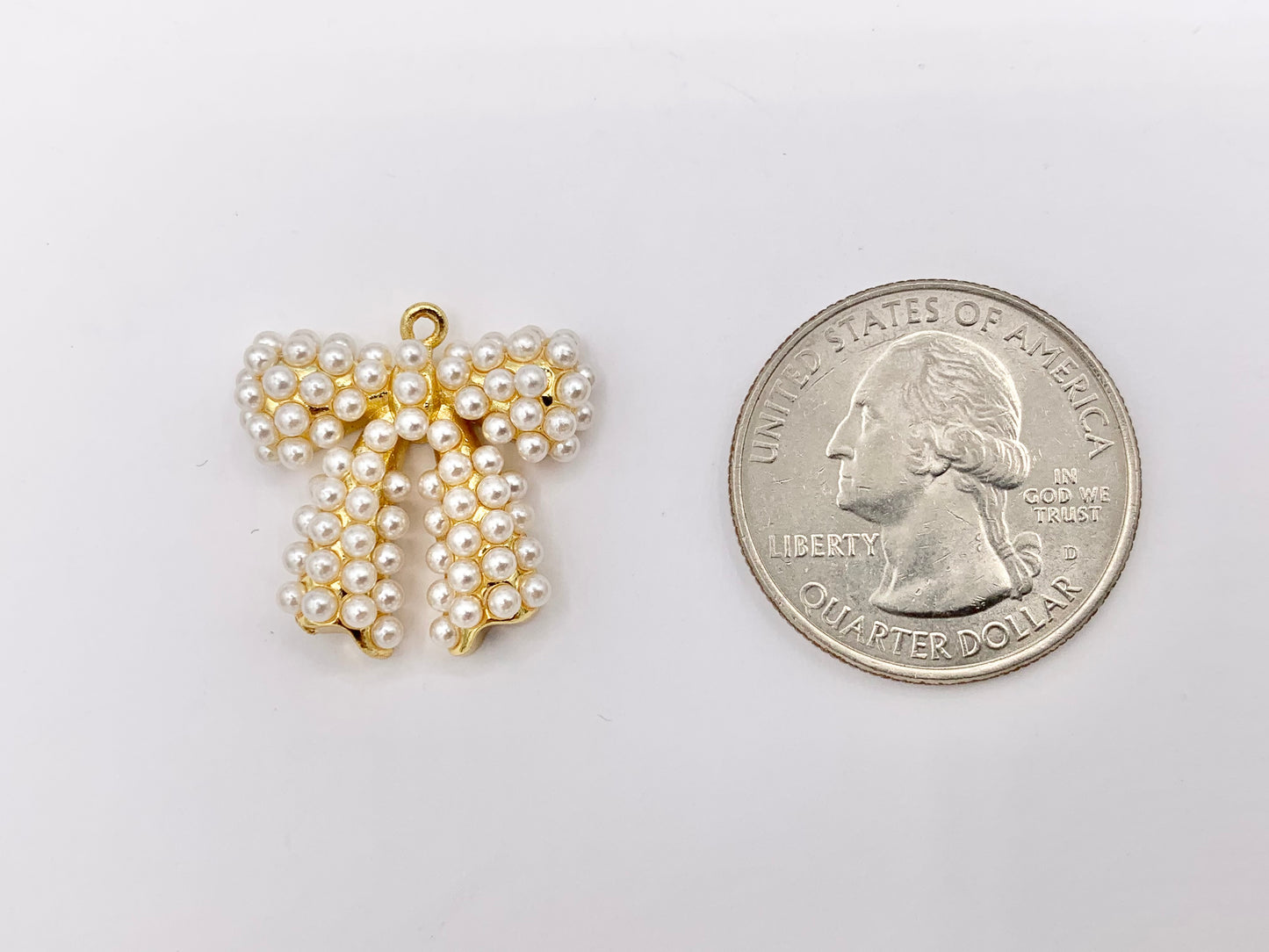 Cute Pearl Beaded Bowtie Pendant in 18K Gold/Silver Plated Over Copper 6 PCS