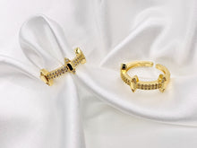 Load image into Gallery viewer, Dainty Spikes Stackable Rings in Gold 18K Plated Copper CZ Pave Adjustable Ring 4 PCS
