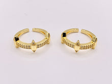 Load image into Gallery viewer, Dainty Spikes Stackable Rings in Gold 18K Plated Copper CZ Pave Adjustable Ring 4 PCS
