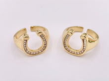 Load image into Gallery viewer, Horseshoe CZ Pave Chunky Ring in Real Gold 18K Plated Copper Adjustable Ring 4 PCS
