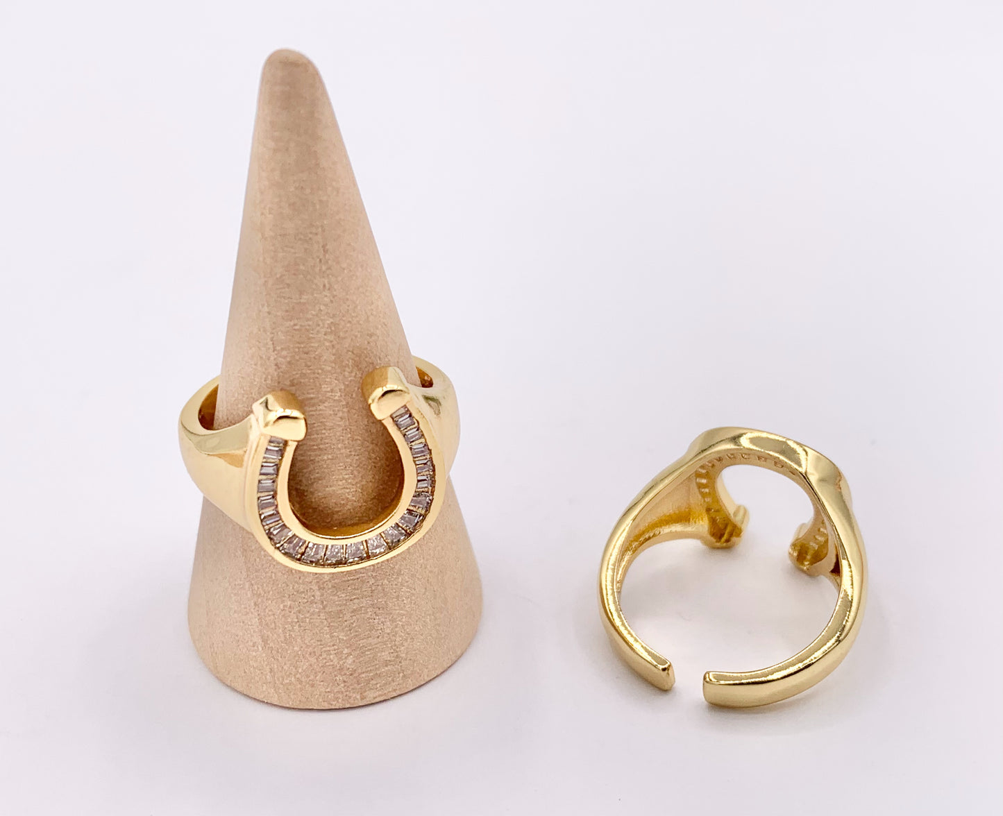 Horseshoe CZ Pave Chunky Ring in Real Gold 18K Plated Copper Adjustable Ring 4 PCS