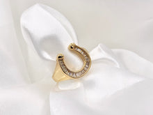 Load image into Gallery viewer, Horseshoe CZ Pave Chunky Ring in Real Gold 18K Plated Copper Adjustable Ring 4 PCS
