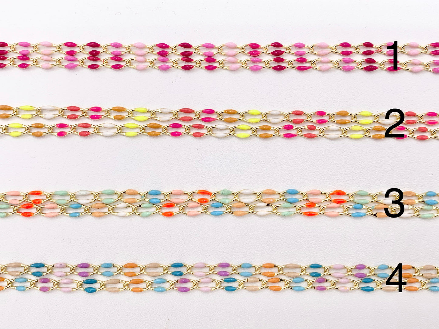 18K Gold Plated Colorful Enamel Plated Copper Skinny Holiday Seasonal Color Twisted Link Chain For Jewelry Making