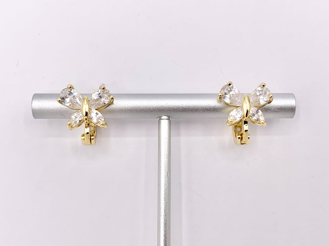 Dainty CZ Pave Butterfly Earring Huggies in 18K Gold Plated Copper  5 PAIRS