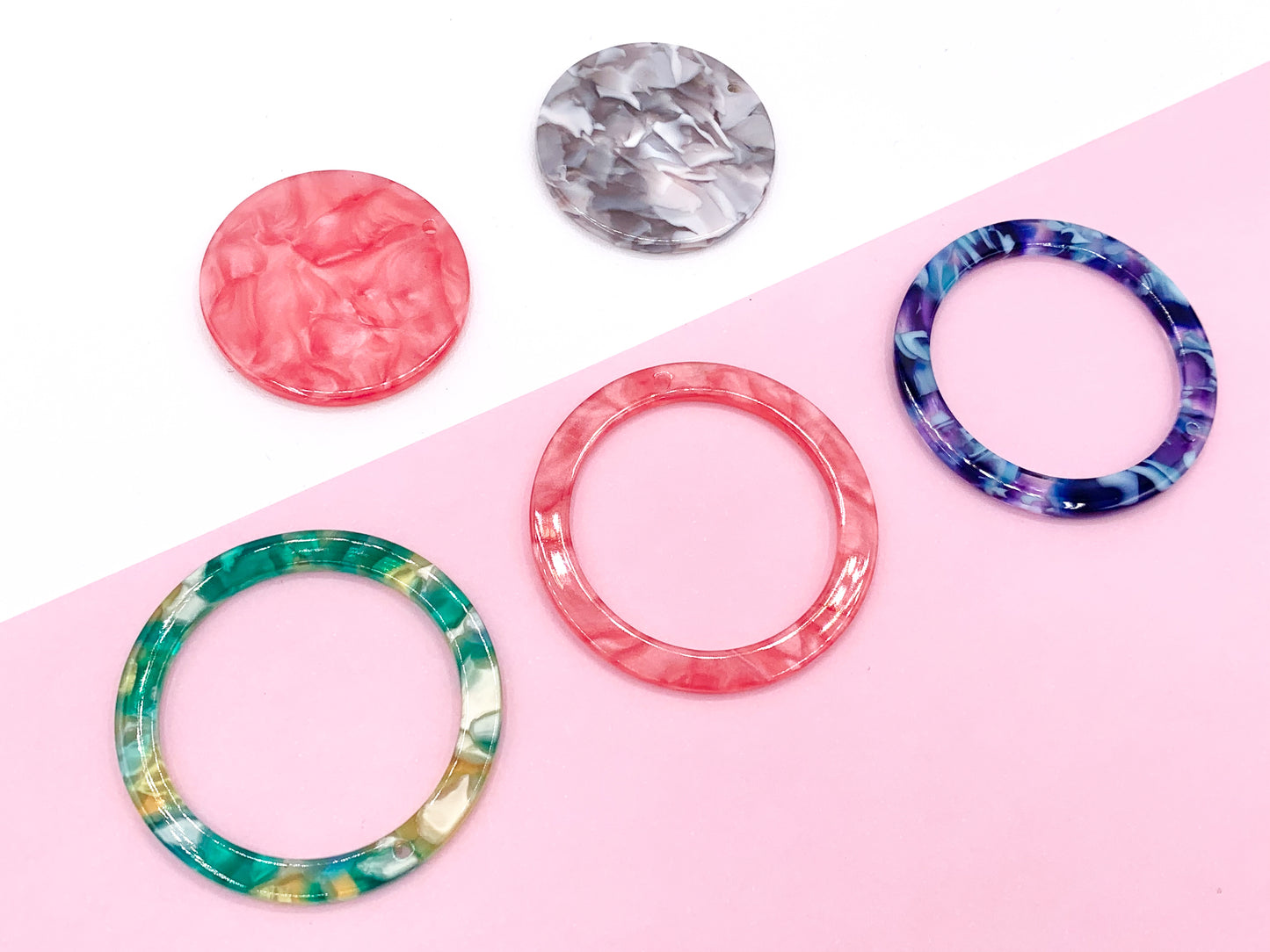 31mm/40mm Acetate Coin & Hollow Circle Earring Pendants Acetate Earring Findings For Jewelry Making 8PCS/10PCS