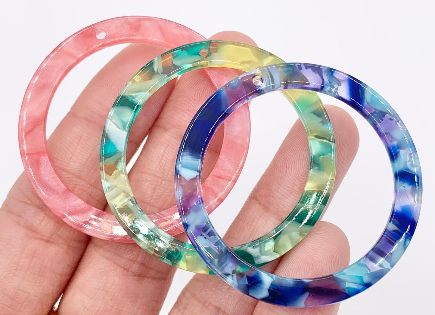 31mm/40mm Acetate Coin & Hollow Circle Earring Pendants Acetate Earring Findings For Jewelry Making 8PCS/10PCS