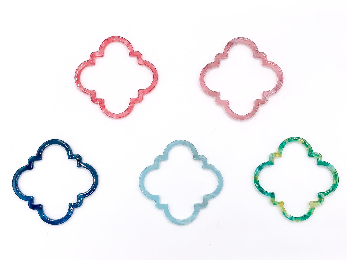 50mm/2 inches Acetate Quatrefoil Earring Pendants Acetate Earring Findings For Jewelry Making 6 PCS