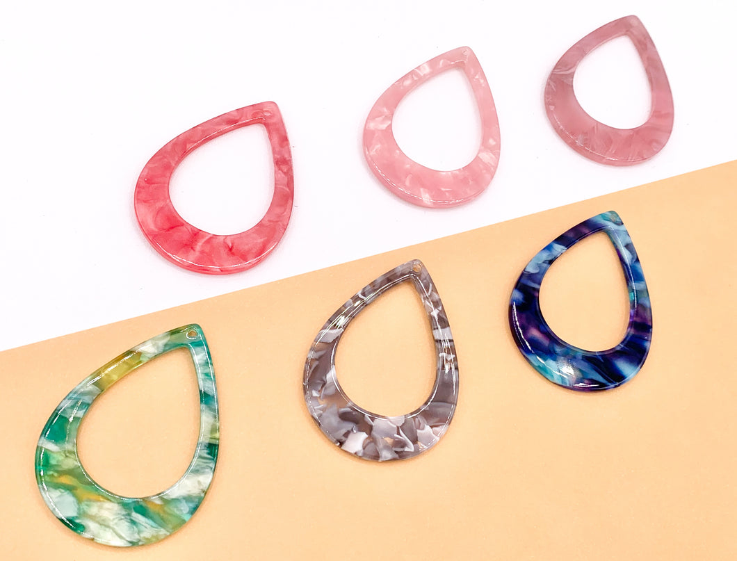 33x45mm Acetate Hollow Teardrop Earring Pendants Acetate Earring Findings For Jewelry Making 6 Colors Available 8PCS