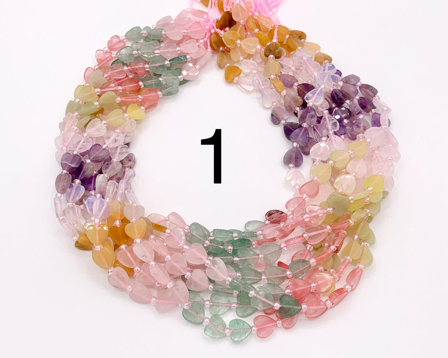8mm Heart Shape Hand Cut Mixed Gemstone Valentine's Day Beads 14-15" Dyed Jade/Quartz/Amethyst/Mookaite/Rhodonite Etc 1 Strand