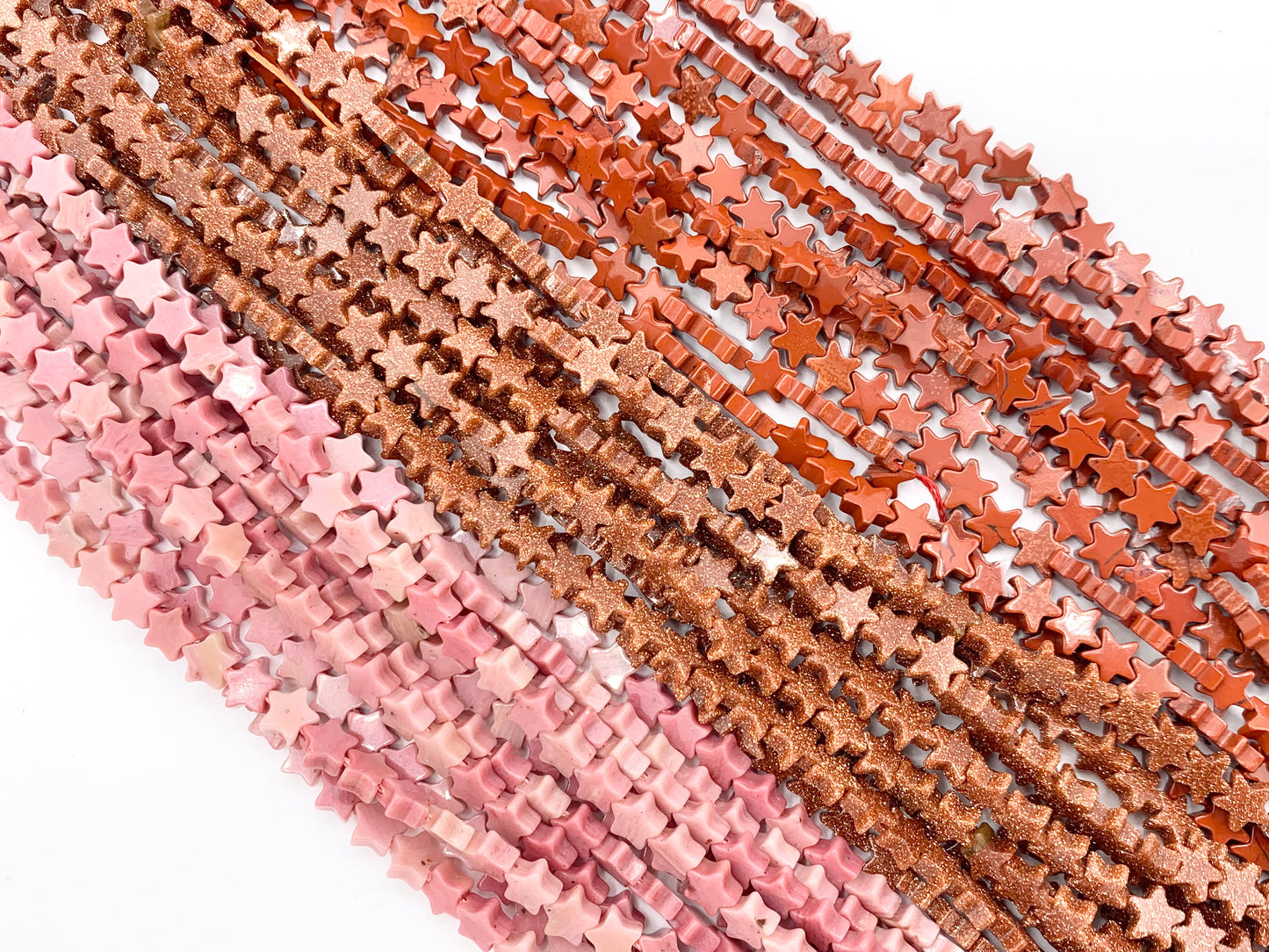 6mm Star Shape Hand Cut Gemstone Beads Red Jasper/ Goldstone/ Rhodonite/ Peruvian Amazonite/ Lapis/ Black Obsidian 15"