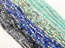 Cargar imagen en el visor de la galería, 6mm Star Shape Hand Cut Gemstone Beads Red Jasper/ Goldstone/ Rhodonite/ Peruvian Amazonite/ Lapis/ Black Obsidian 15"
