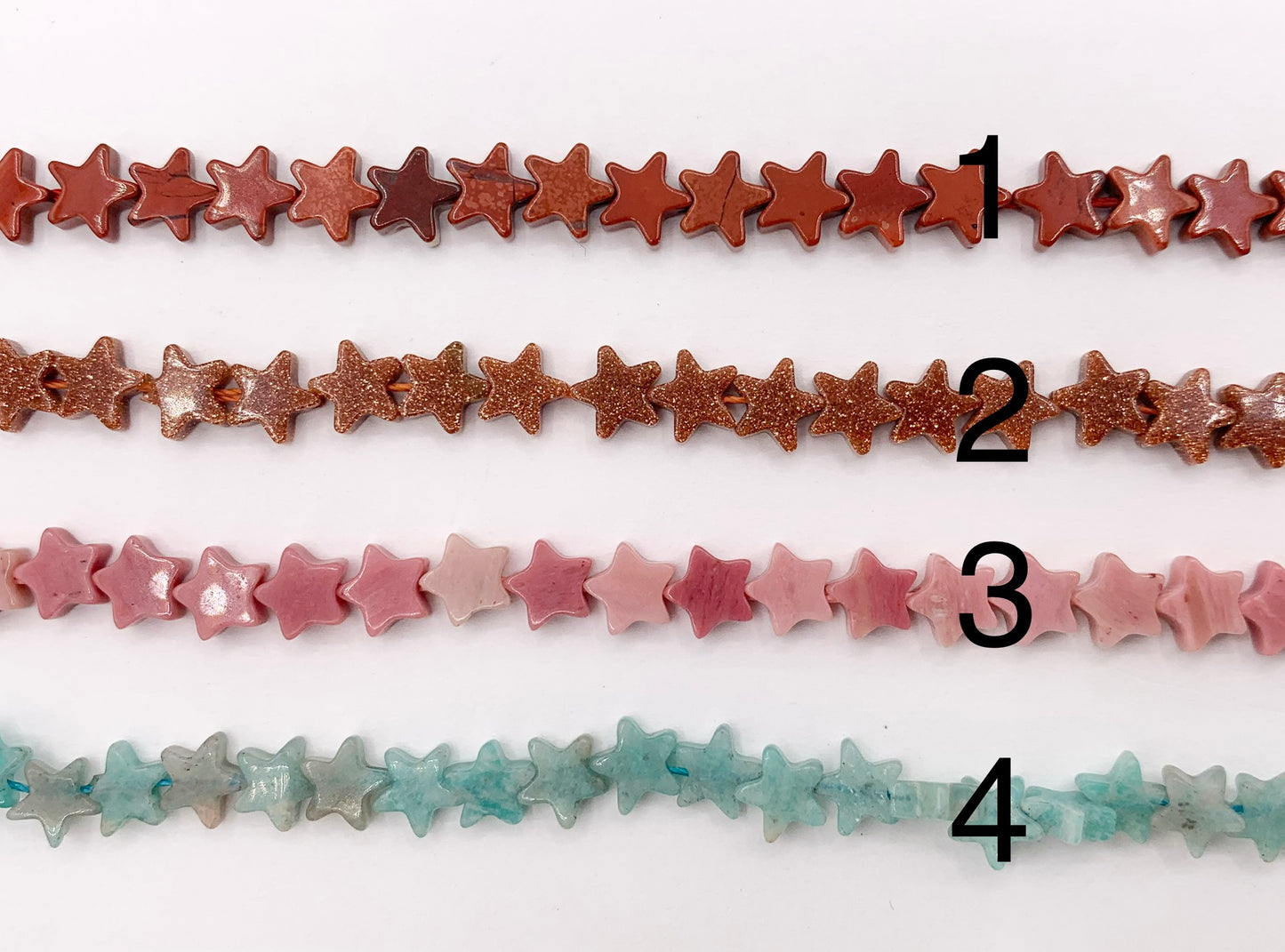 6mm Star Shape Hand Cut Gemstone Beads Red Jasper/ Goldstone/ Rhodonite/ Peruvian Amazonite/ Lapis/ Black Obsidian 15"