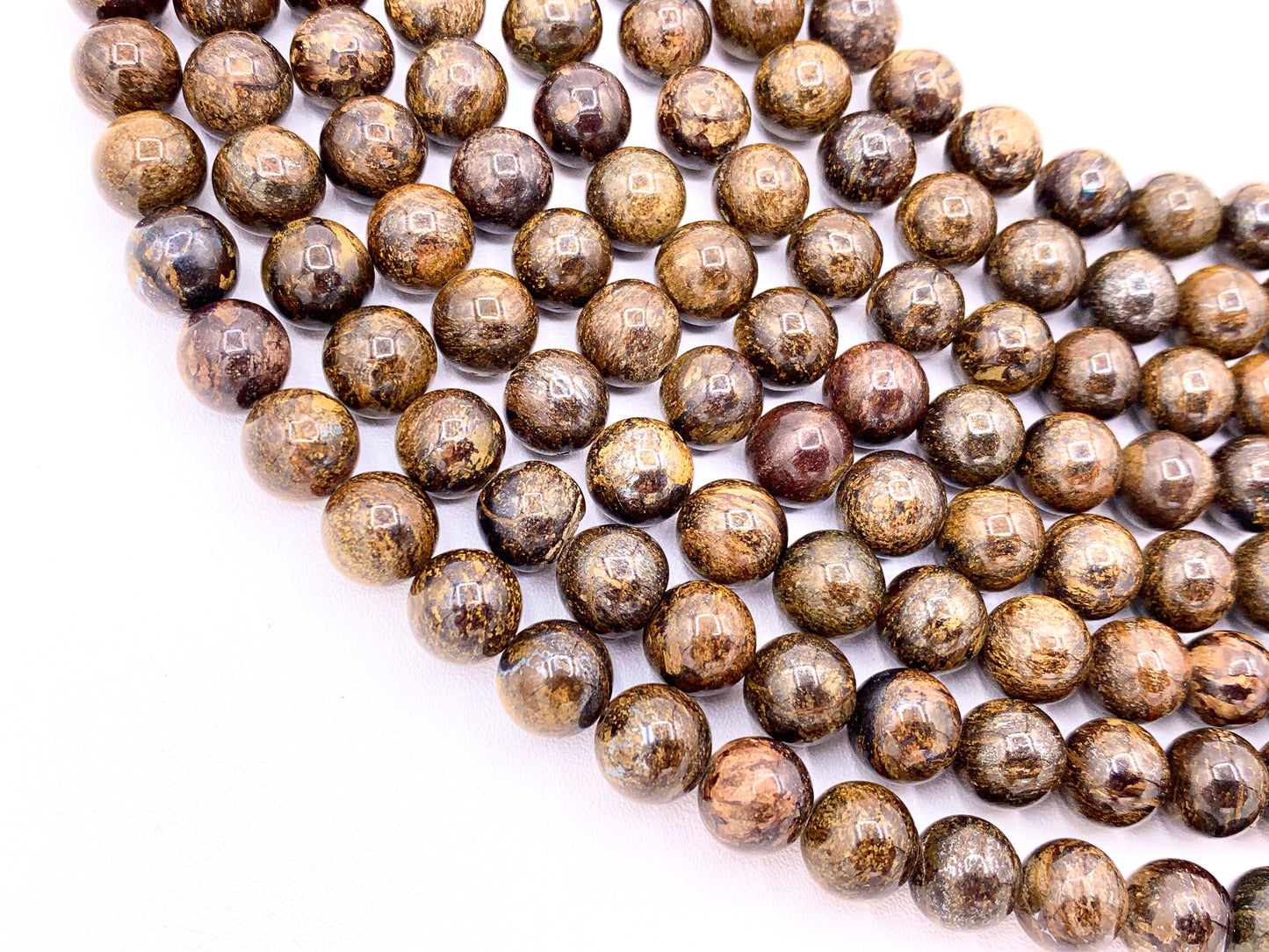 Cuentas de piedras preciosas genuinas de color natural liso redondo de broncita de alta calidad 4 mm 6 mm 8 mm 10 mm 12 mm alrededor de 15 "