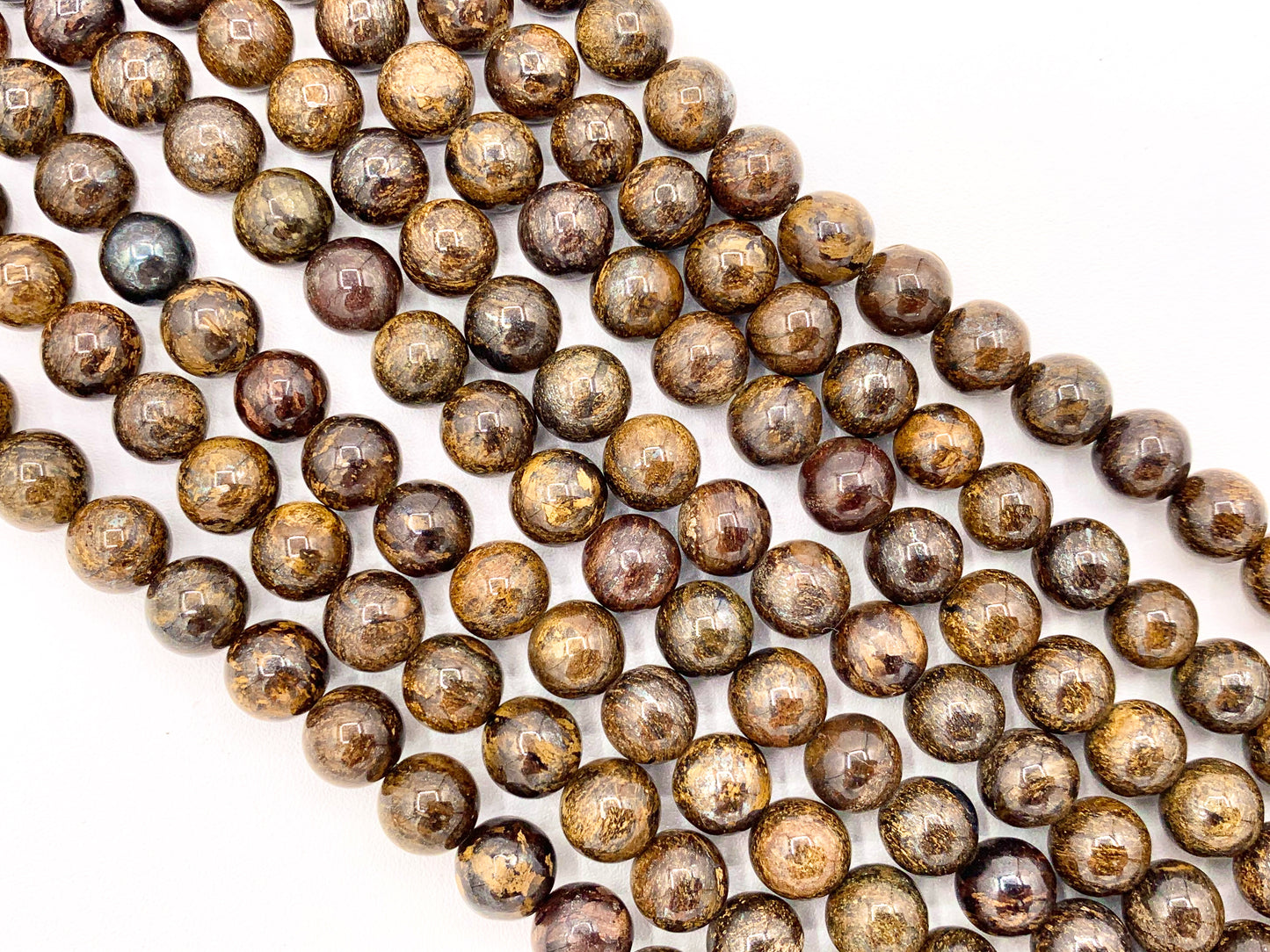 Cuentas de piedras preciosas genuinas de color natural liso redondo de broncita de alta calidad 4 mm 6 mm 8 mm 10 mm 12 mm alrededor de 15 "