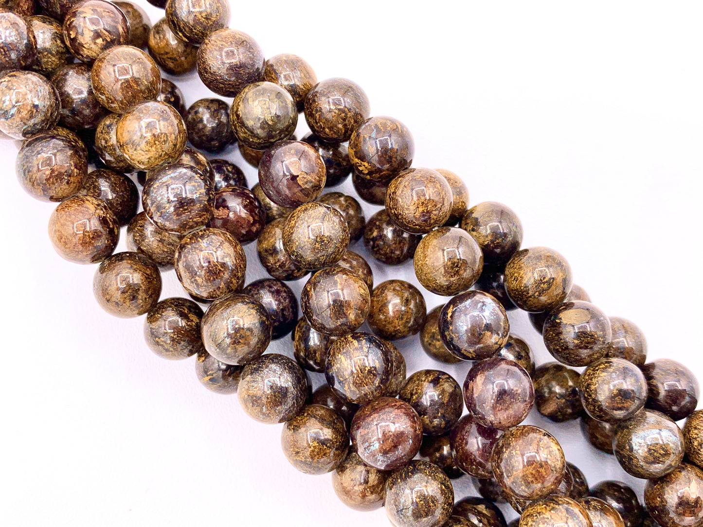 Cuentas de piedras preciosas genuinas de color natural liso redondo de broncita de alta calidad 4 mm 6 mm 8 mm 10 mm 12 mm alrededor de 15 "