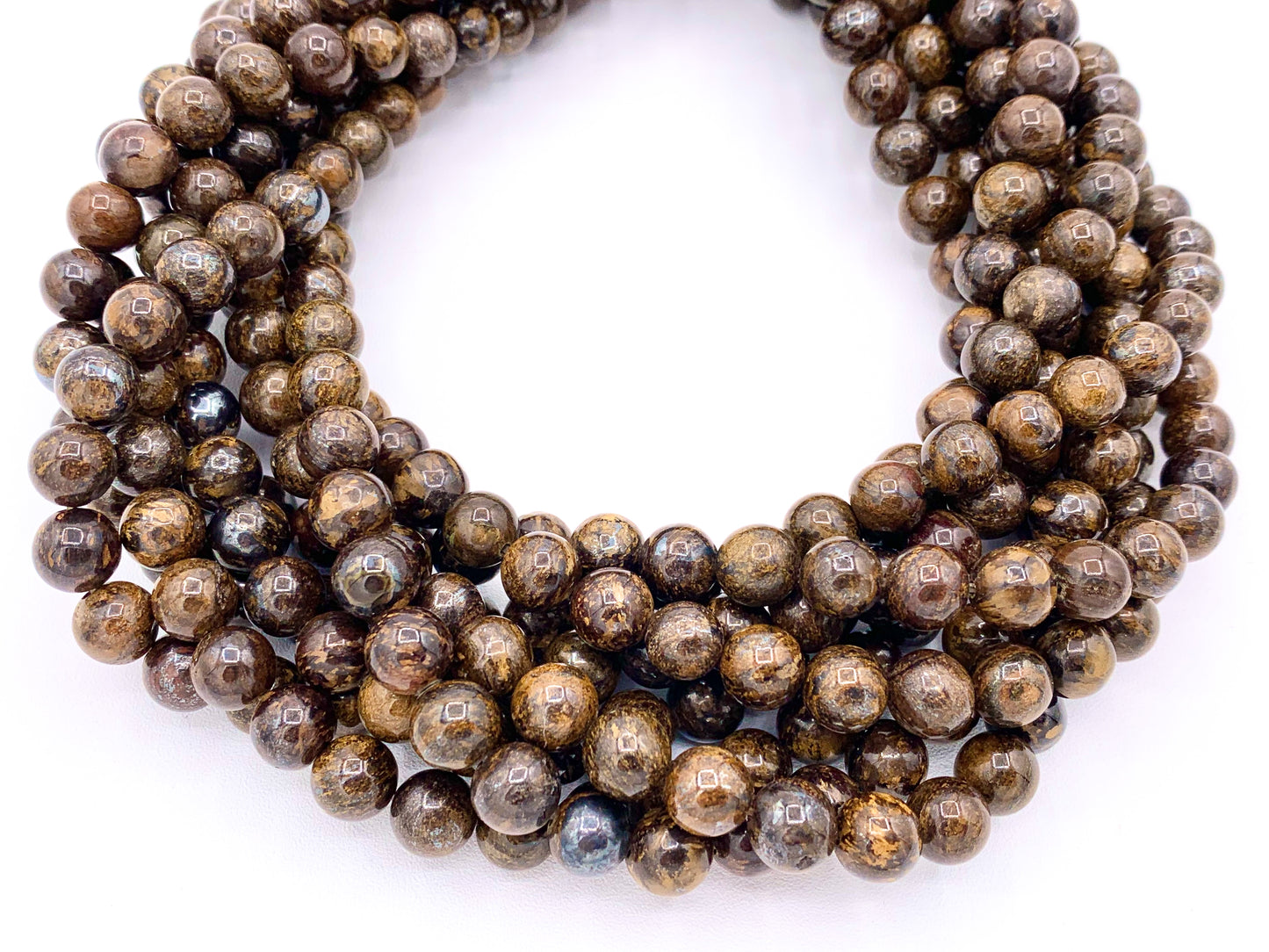 Cuentas de piedras preciosas genuinas de color natural liso redondo de broncita de alta calidad 4 mm 6 mm 8 mm 10 mm 12 mm alrededor de 15 "