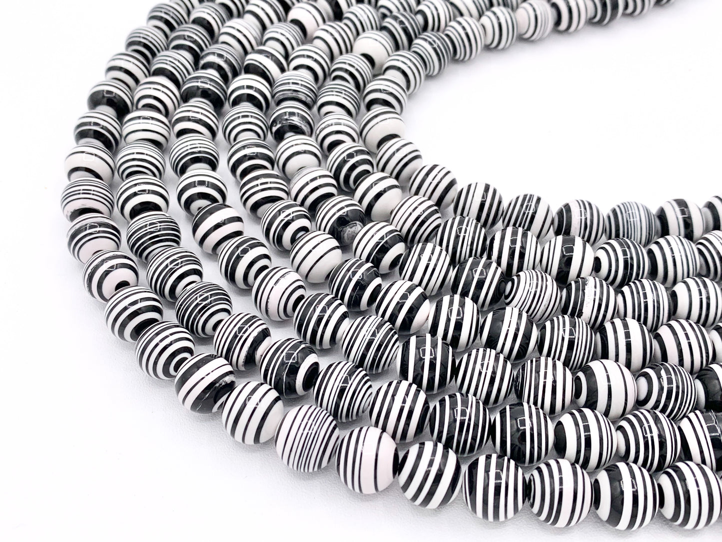 Composite Zebra Round Black And White Beads 4mm 6mm 8mm 10mm 12mm 14mm Around 15"