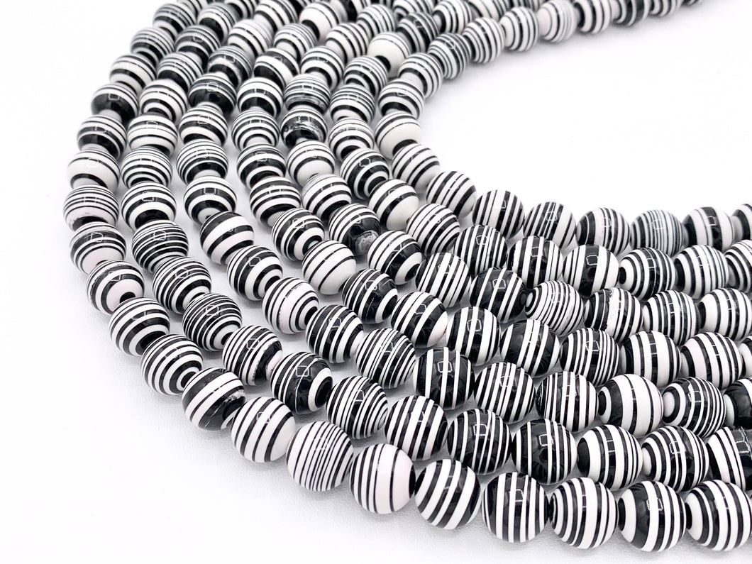 Composite Zebra Round Black And White Beads 4mm 6mm 8mm 10mm 12mm 14mm Around 15