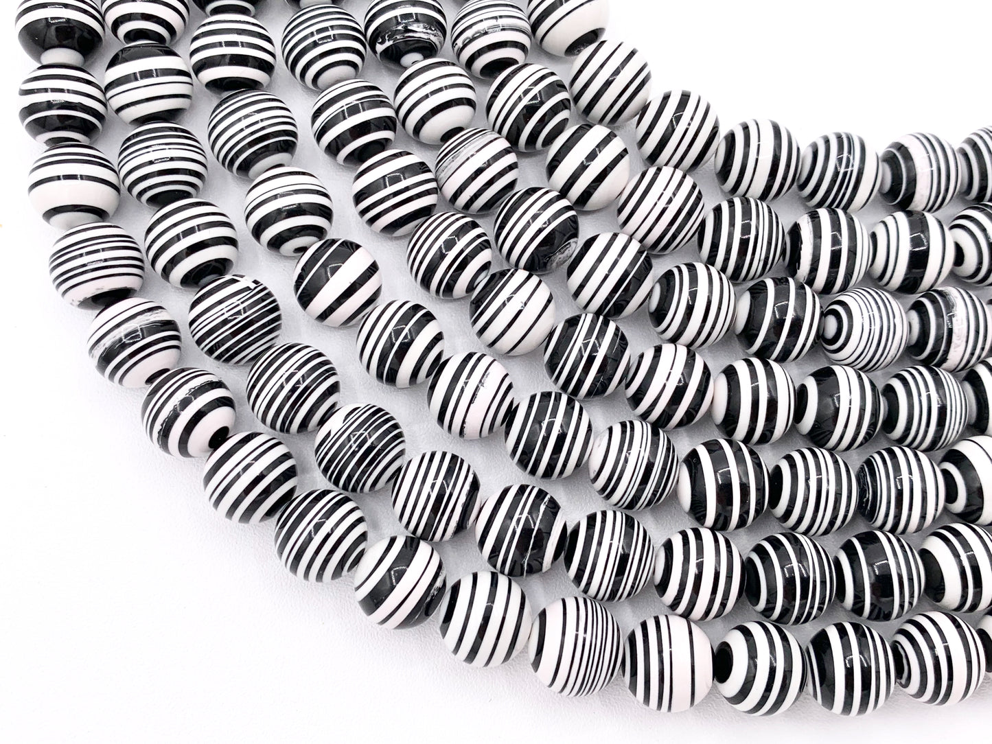 Composite Zebra Round Black And White Beads 4mm 6mm 8mm 10mm 12mm 14mm Around 15"