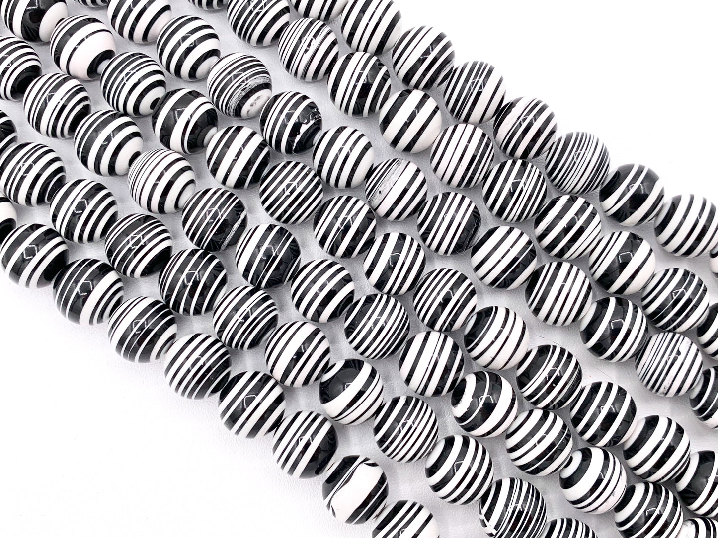 Composite Zebra Round Black And White Beads 4mm 6mm 8mm 10mm 12mm 14mm Around 15"