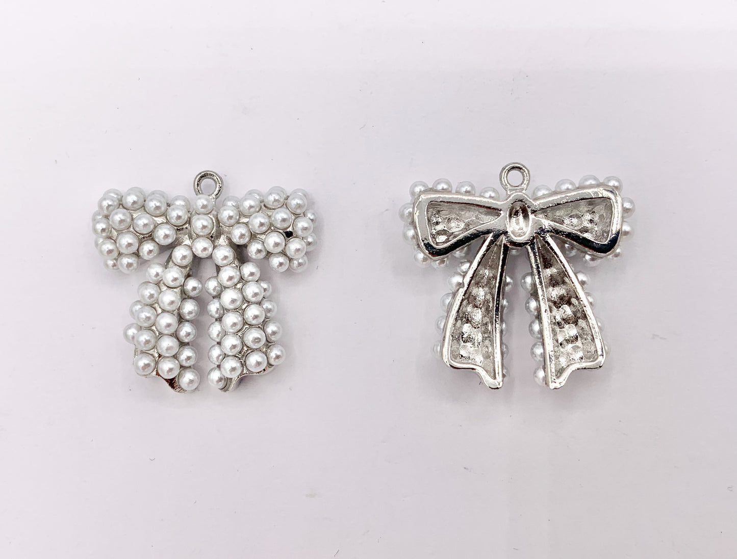 Cute Pearl Beaded Bowtie Pendant in 18K Gold/Silver Plated Over Copper 6 PCS