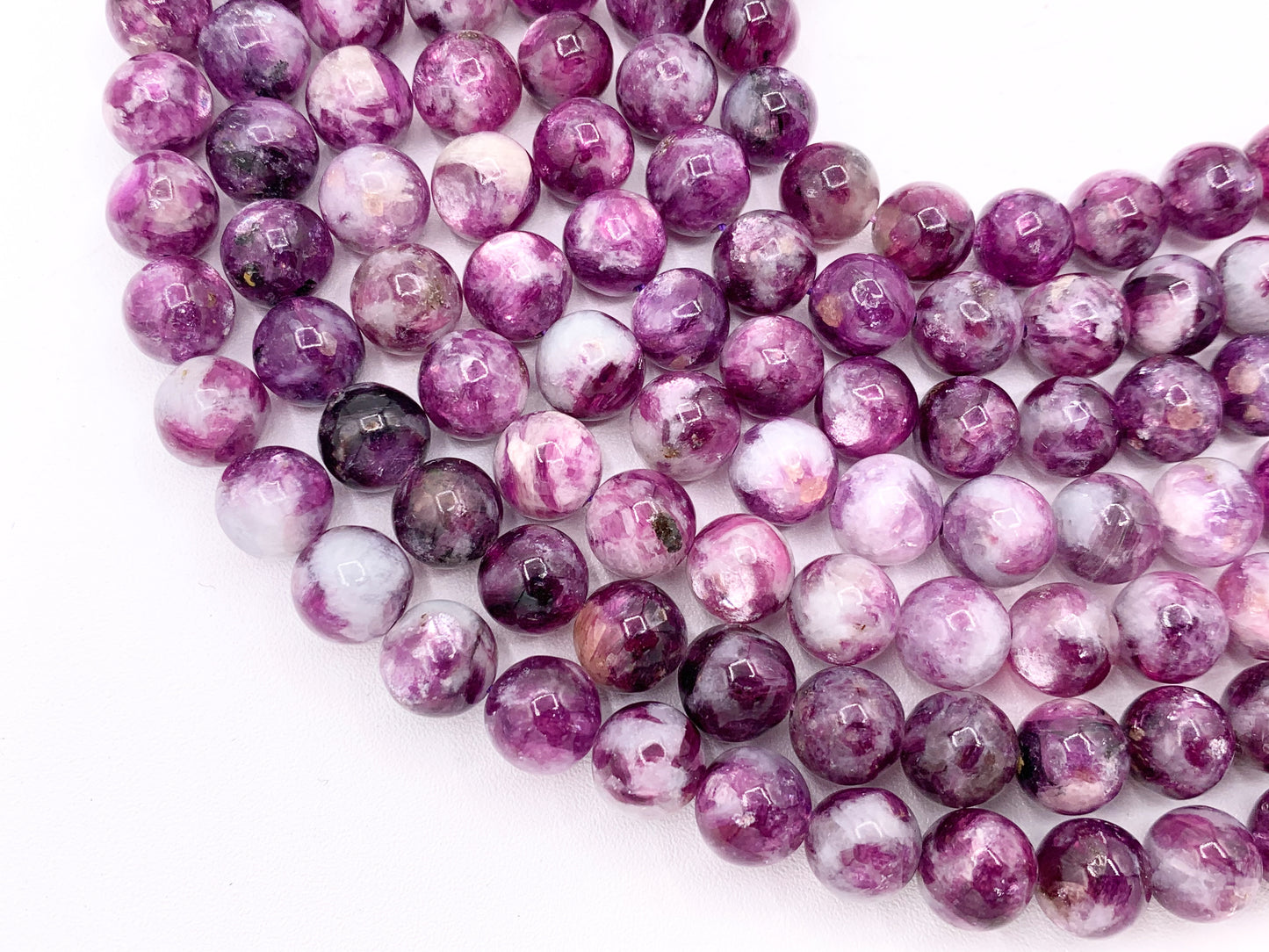 Grade AAA Lepidolite Round Smooth Shiny Natural Purple Gemstone Beads 15"-16" 6mm, 7-8mm, 8-9mm, 9-10mm
