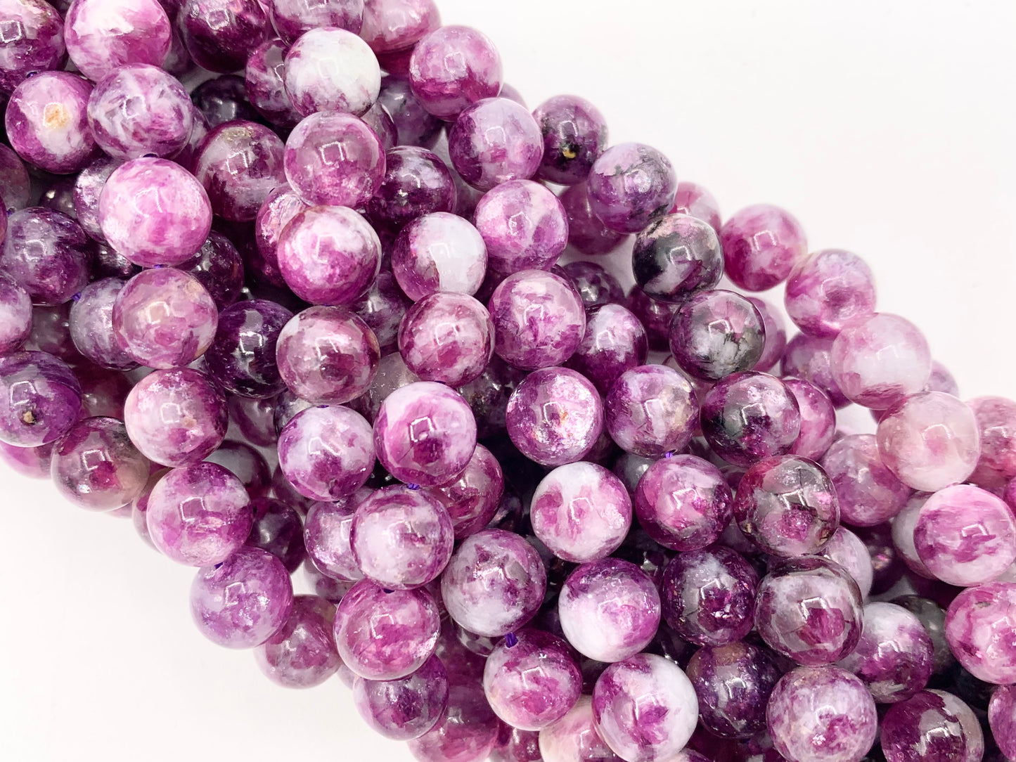 Grade AAA Lepidolite Round Smooth Shiny Natural Purple Gemstone Beads 15"-16" 6mm, 7-8mm, 8-9mm, 9-10mm