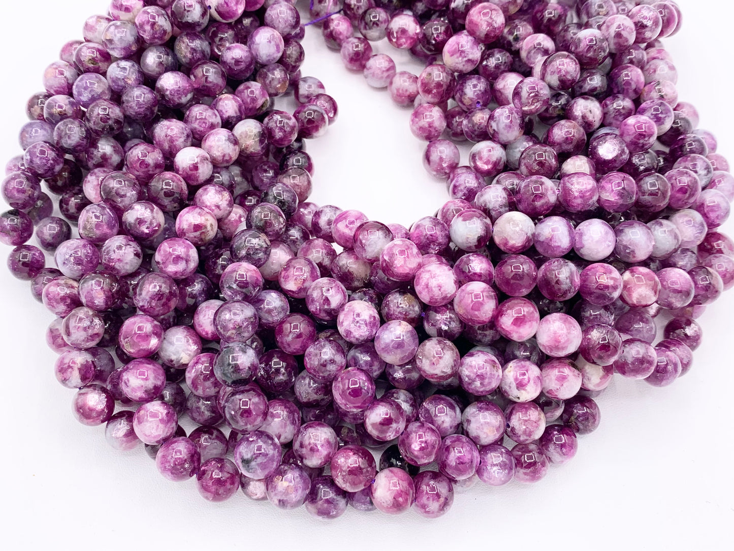 Grade AAA Lepidolite Round Smooth Shiny Natural Purple Gemstone Beads 15"-16" 6mm, 7-8mm, 8-9mm, 9-10mm