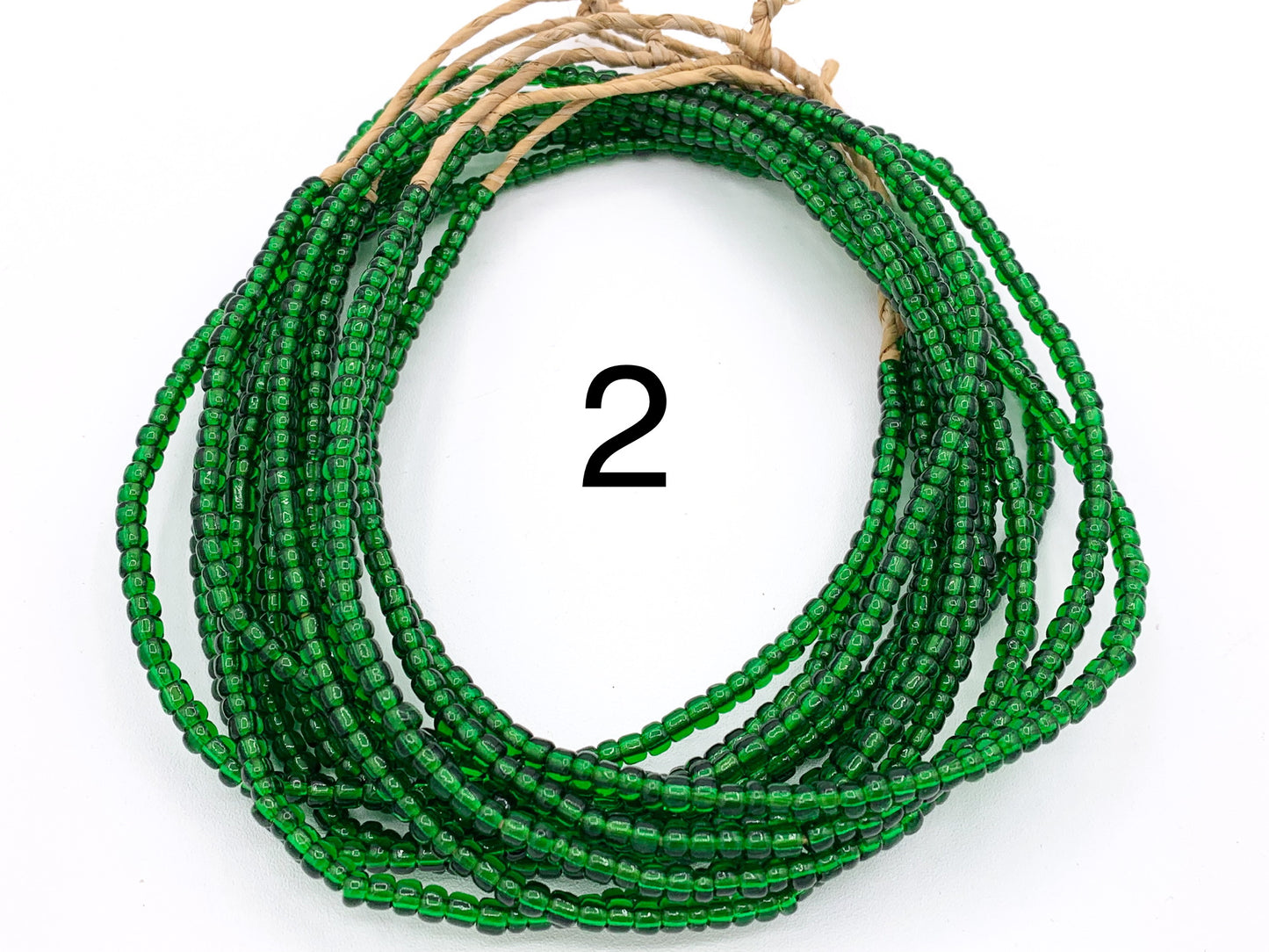 4mm African Sandcast Transparent Seed Beads Handmade Glass Beads From Ghana in Light Green, Green And Multicolor