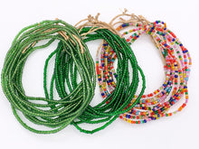 Load image into Gallery viewer, 4mm African Sandcast Transparent Seed Beads Handmade Glass Beads From Ghana in Light Green, Green And Multicolor
