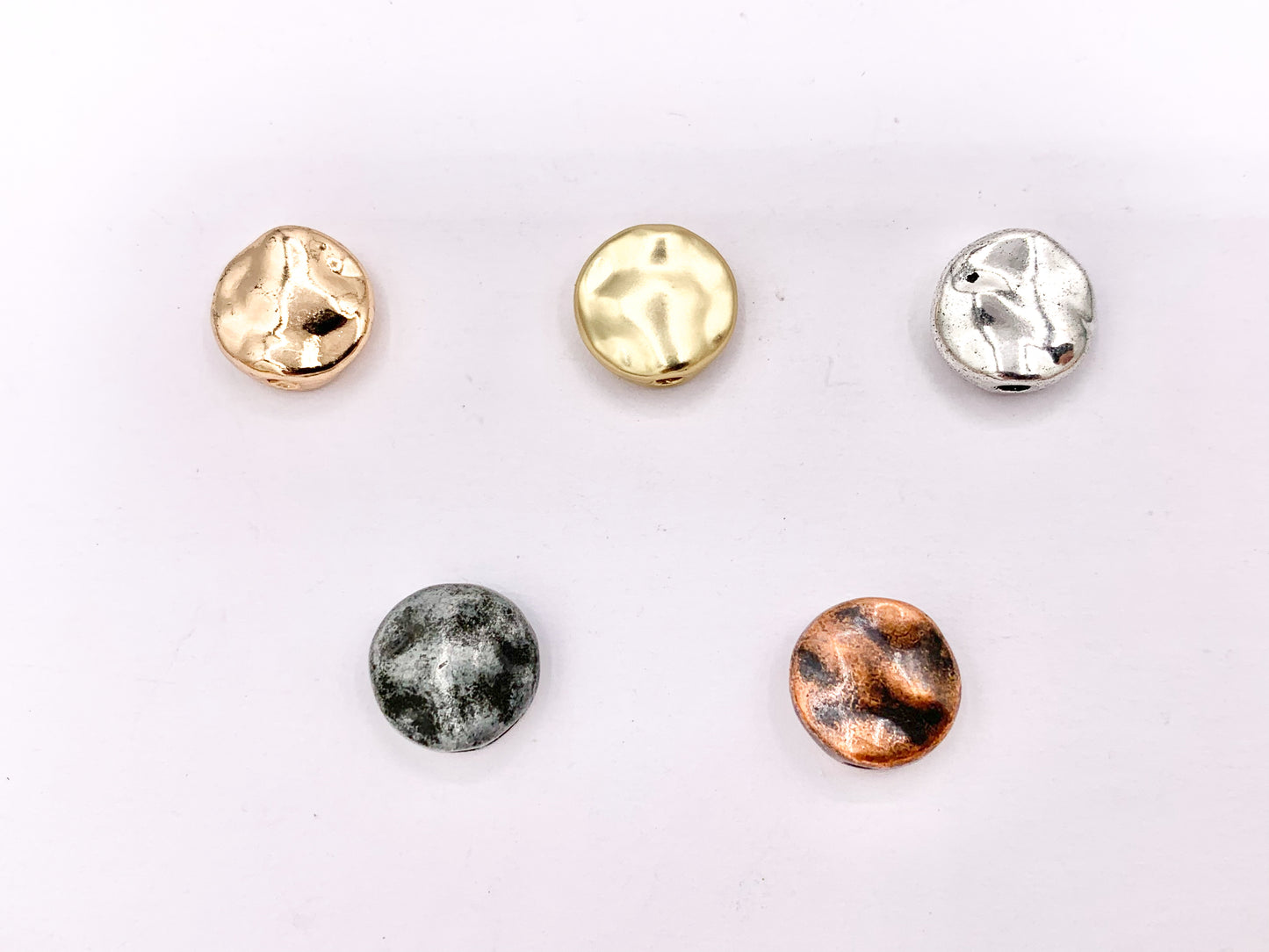 10mm Pewter Puffy Wavy Disc Spacer Beads in Matte Gold, Light Gold, Silver, Copper and Gunmetal Color