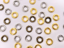 Load image into Gallery viewer, 8mm Pewter Love Knot Spacers Twisted Ring Space Beads in Gold, Silver, Bronze 125g
