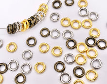 Load image into Gallery viewer, 8mm Pewter Love Knot Spacers Twisted Ring Space Beads in Gold, Silver, Bronze 125g
