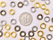 Load image into Gallery viewer, 8mm Pewter Love Knot Spacers Twisted Ring Space Beads in Gold, Silver, Bronze 125g
