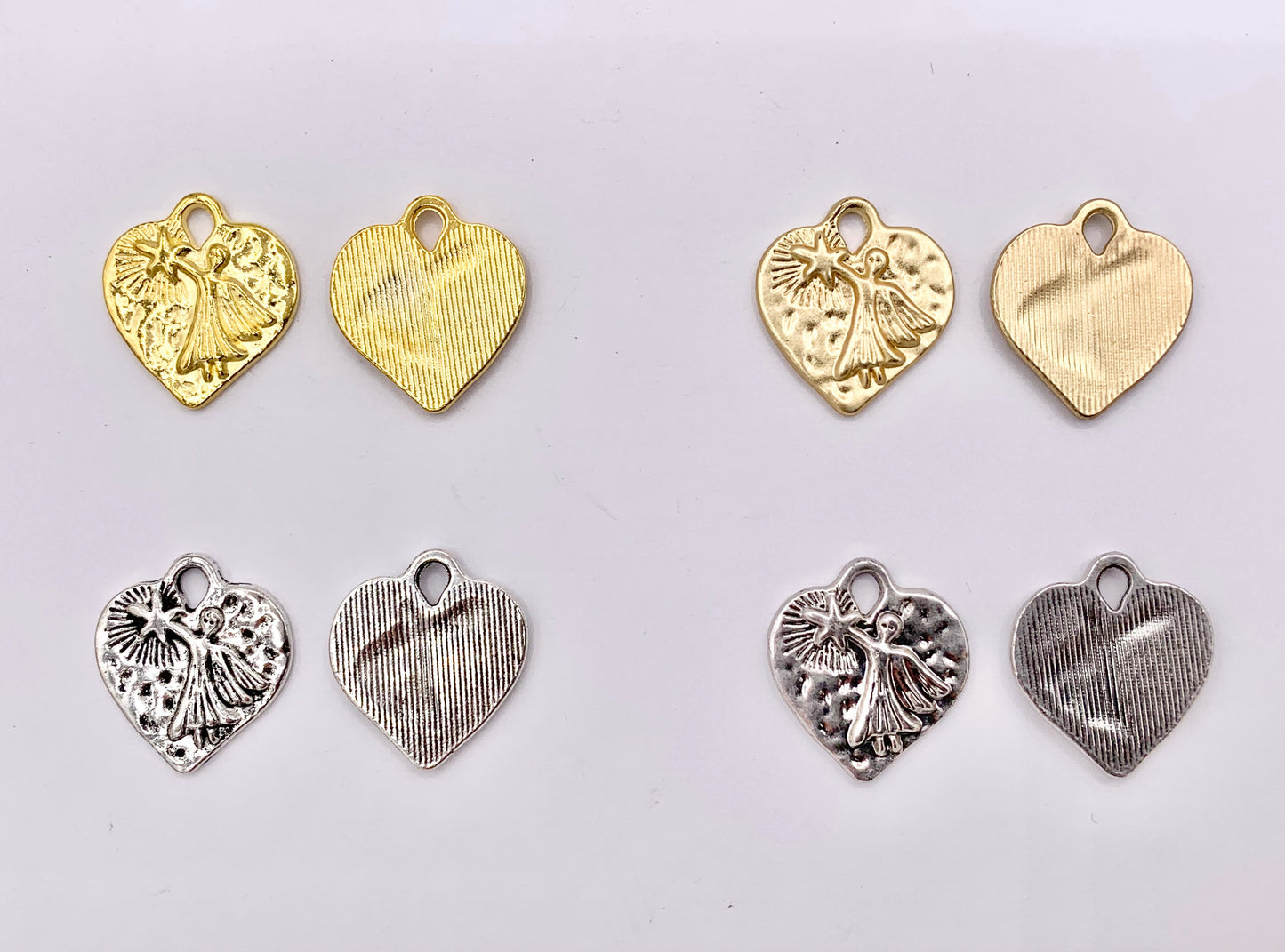 18x20mm Pewter Angel with Wand Heart Charms Valentine's Day Heart Pendants in 8 Colors