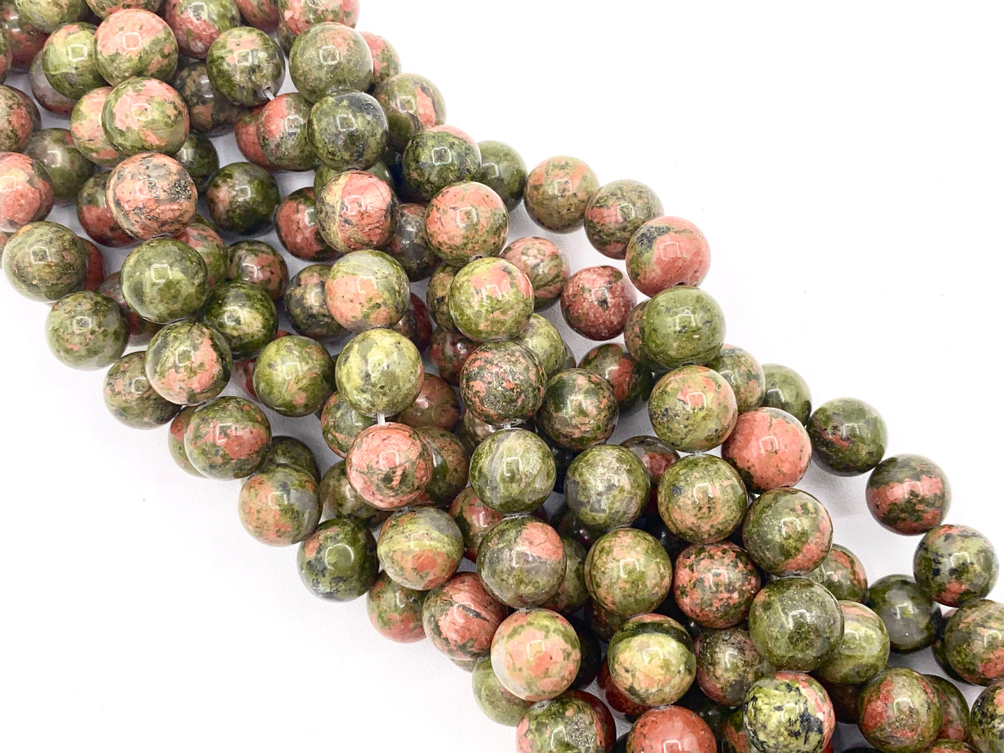 Natural Unakite Round Smooth Shiny Natural Green Pink Gemstone Beads 15"-16" 6mm 8-9mm 10-11mm 12mm
