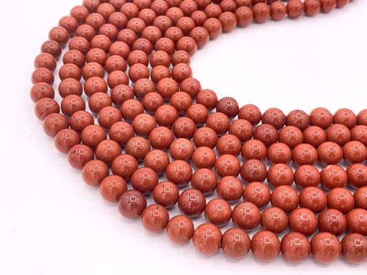 Natural Red Jasper Round Smooth Shiny Natural Gemstone Beads For Jewelry Making 15"