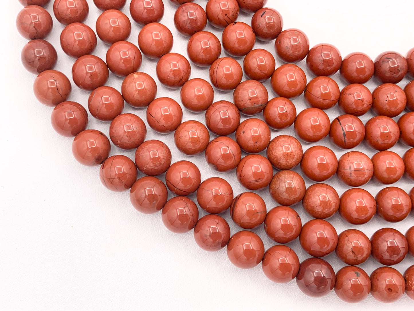 Natural Red Jasper Round Smooth Shiny Natural Gemstone Beads For Jewelry Making 15"