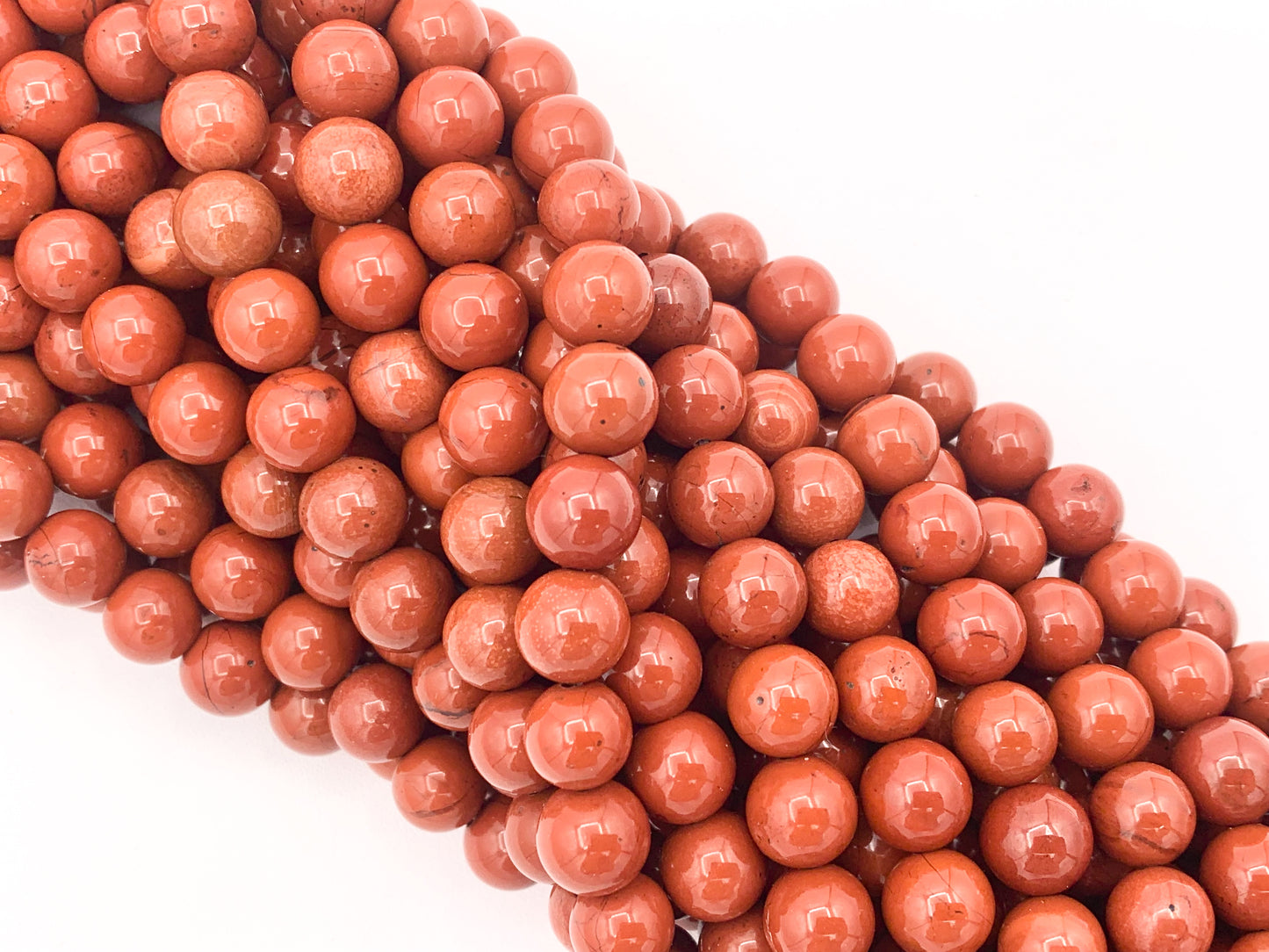 Natural Red Jasper Round Smooth Shiny Natural Gemstone Beads For Jewelry Making 15"