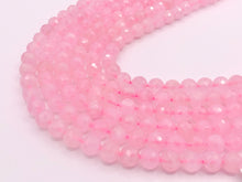 Load image into Gallery viewer, Grade AAA Rose Quartz Beautiful Pink Hand Cut Natural Quartz Round Faceted Beads 6mm 8mm 10mm 12mm Around 15&quot;
