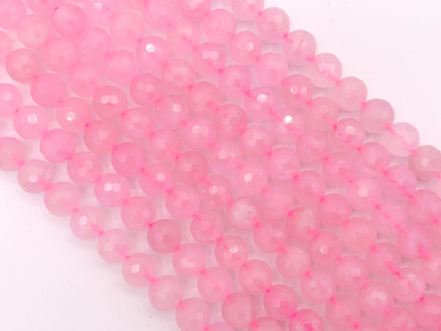 Grade AAA Rose Quartz Beautiful Pink Hand Cut Natural Quartz Round Faceted Beads 6mm 8mm 10mm 12mm Around 15"