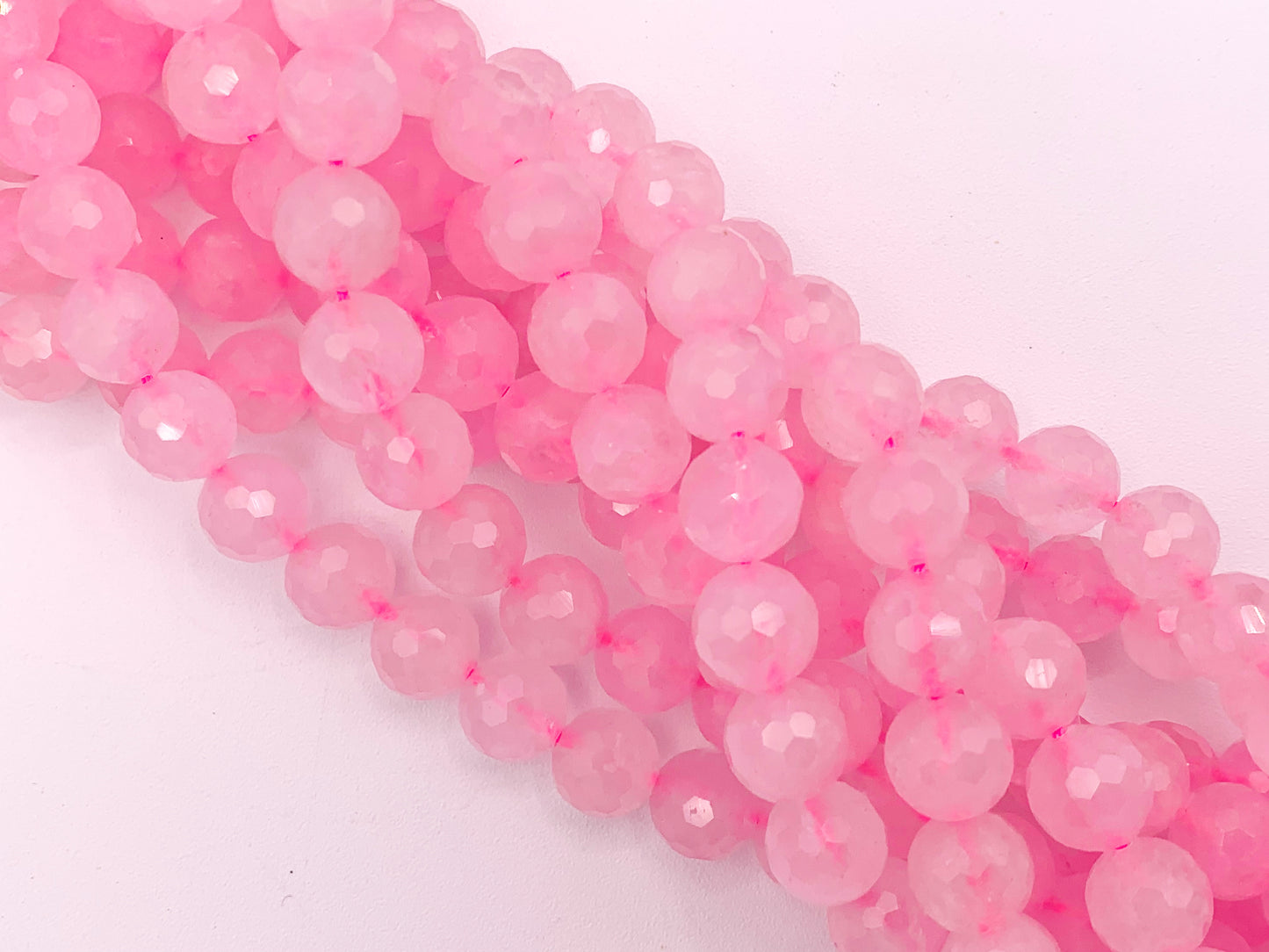 Grade AAA Rose Quartz Beautiful Pink Hand Cut Natural Quartz Round Faceted Beads 6mm 8mm 10mm 12mm Around 15"
