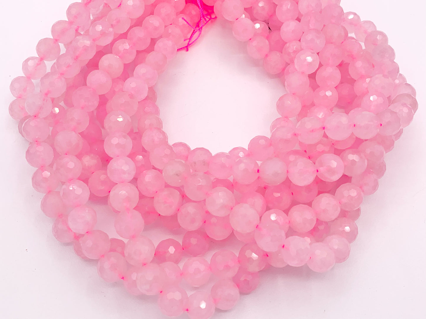 Grade AAA Rose Quartz Beautiful Pink Hand Cut Natural Quartz Round Faceted Beads 6mm 8mm 10mm 12mm Around 15"