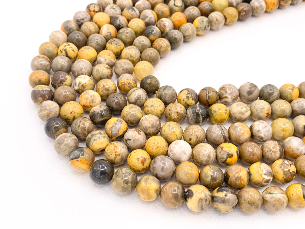 Bumblebee Jasper Round Smooth Shiny Natural Yellow Gemstone Beads For Men/Women's Jewelry Making 15