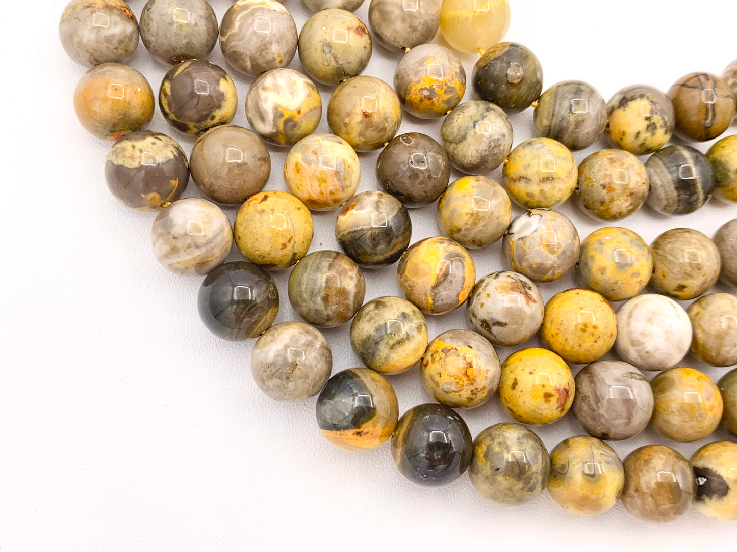 Bumblebee Jasper Round Smooth Shiny Natural Yellow Gemstone Beads For Men/Women's Jewelry Making 15" 8mm 10mm