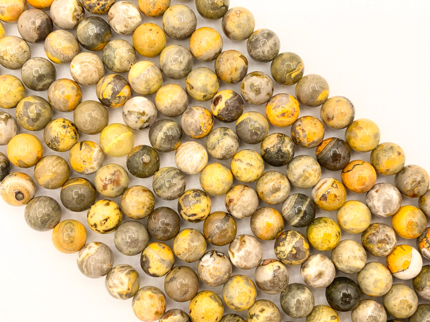 Bumblebee Jasper Round Smooth Shiny Natural Yellow Gemstone Beads For Men/Women's Jewelry Making 15" 8mm 10mm
