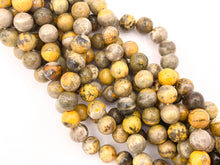 Cargar imagen en el visor de la galería, Bumblebee Jasper redondo liso brillante cuentas de piedras preciosas amarillas naturales para hombres/mujeres fabricación de joyas 15 &quot;8 mm 10 mm
